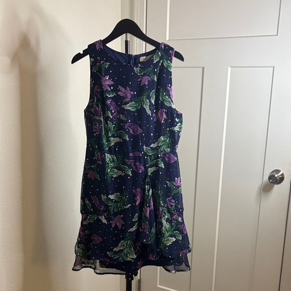 She + Sky Dresses & Skirts - She + Sky Floral Sleeveless Fit & Flare Dress Mini Ruffle Hem NWT